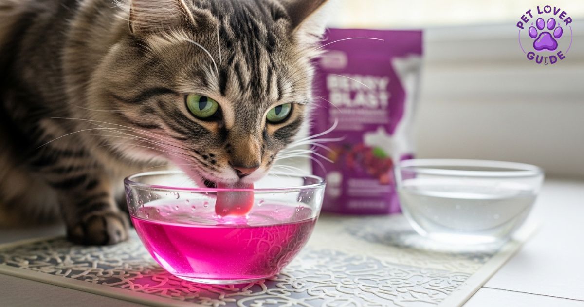 cat drinking flavored water to increase its intake